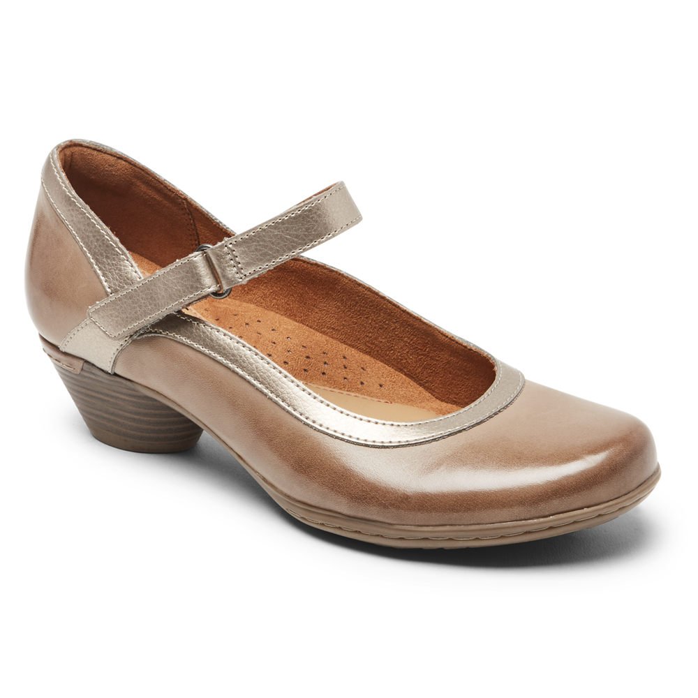 Zapatos Bajos Rockport Mujer Mexico - Cobb Hill Laurel Mary Jane Marrom - ENLOZ0524